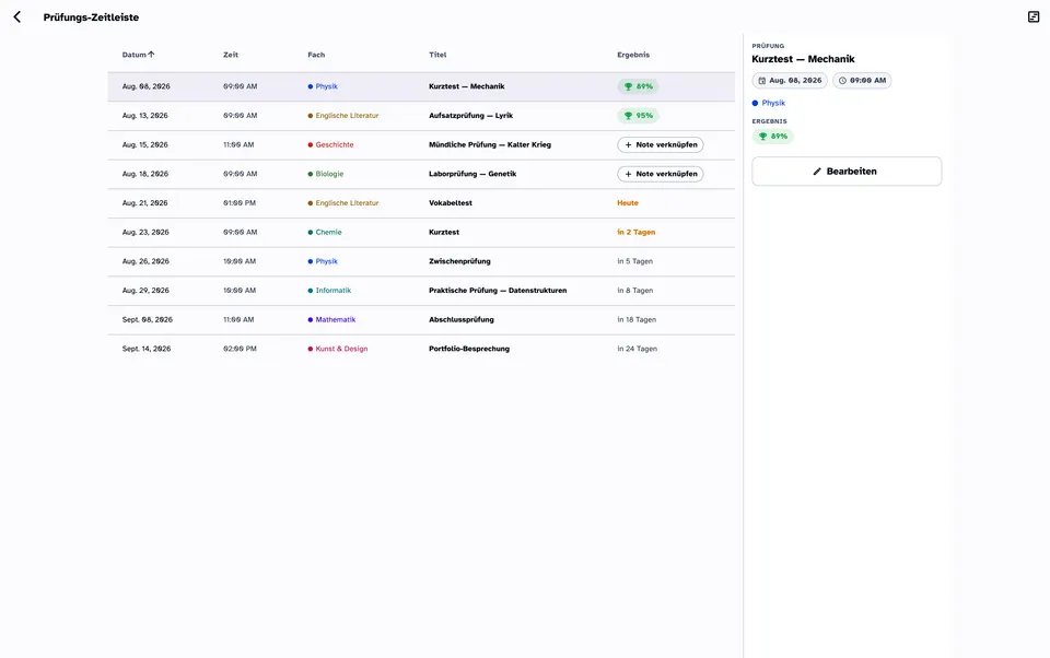Prüfungs-Timeline auf macOS
