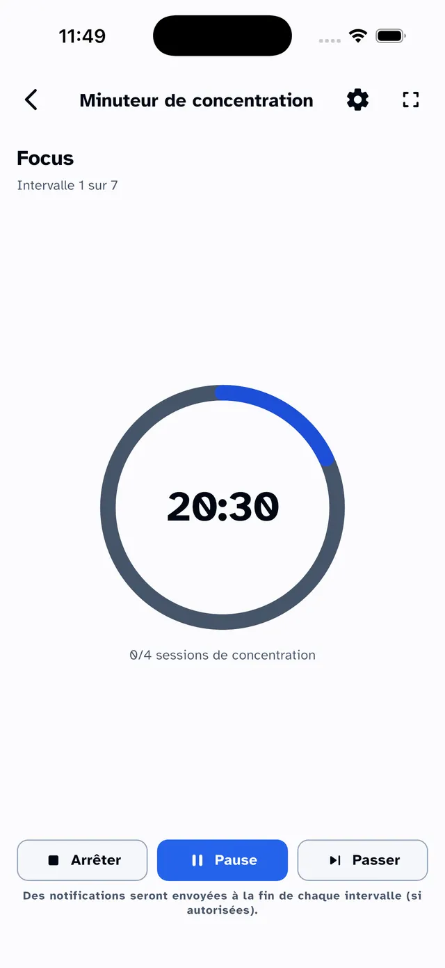 Minuteur de concentration