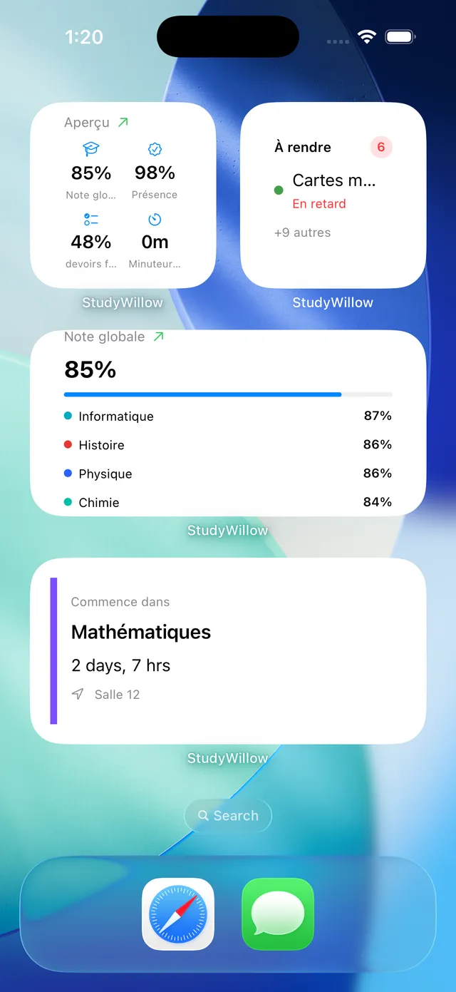 Widgets d’accueil