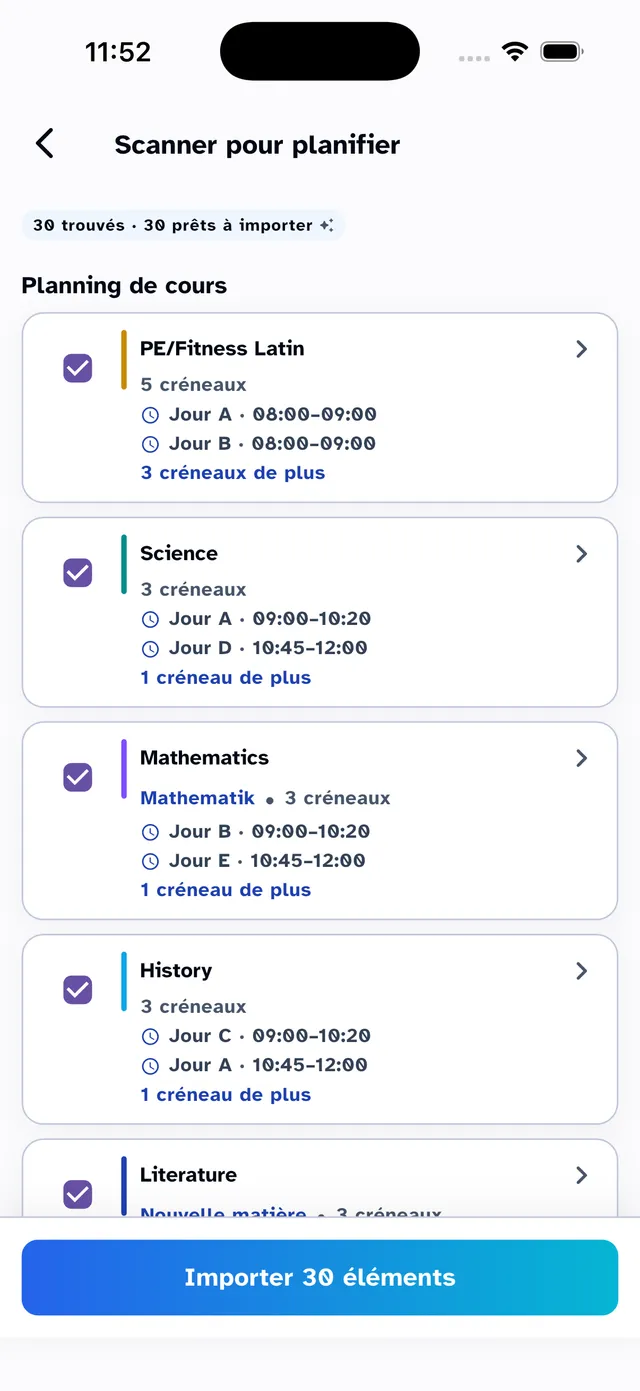 Vérifier et importer