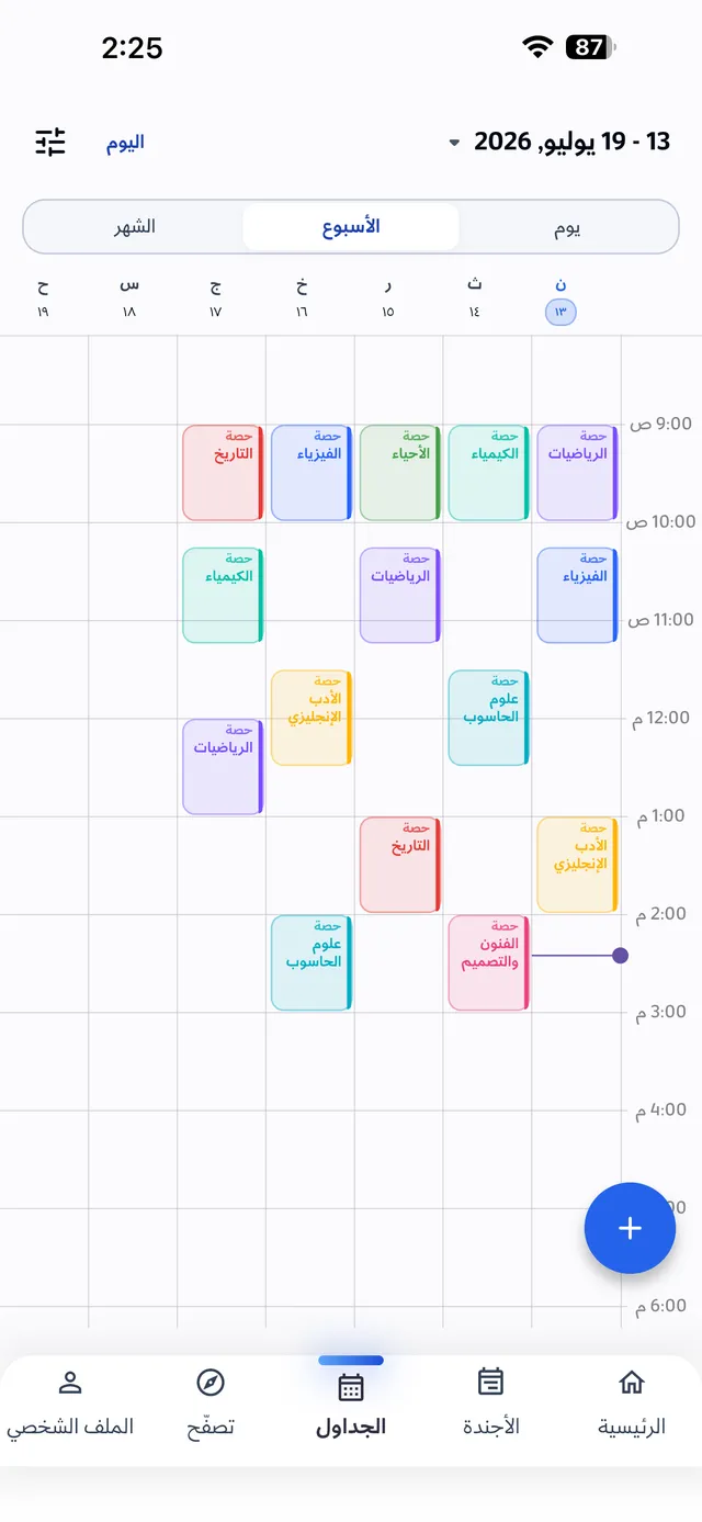 الجدول